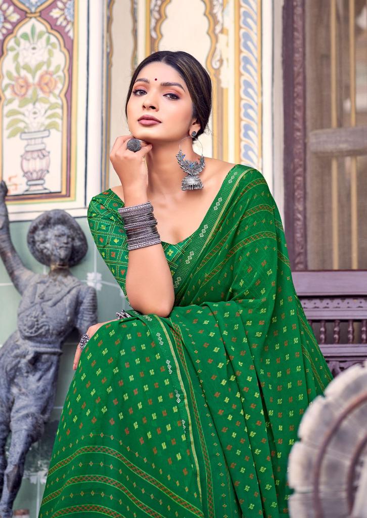 Kashvi Rangrez Printed Georgette Designer Fancy Wear Saree Collection